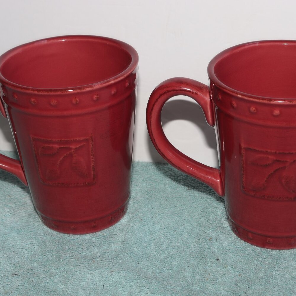 2 Signature Debby Segura Sorrento Beaujolais Red Coffee Mugs 4.75" 2001